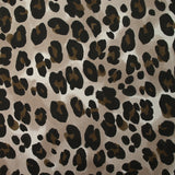 Satin de viscose imprimé léopard fond taupe et grège