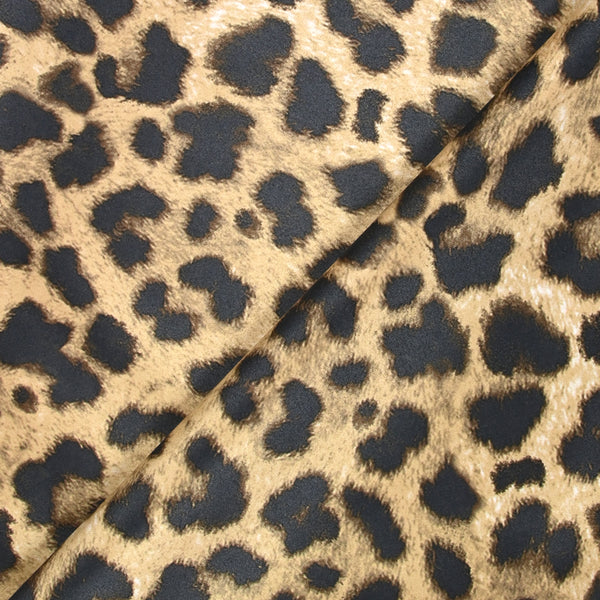 Scuba touché suédine imprimé léopard fond camel