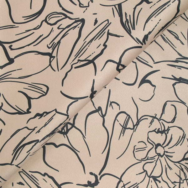 Scuba touché suédine imprimé fleurs fond beige