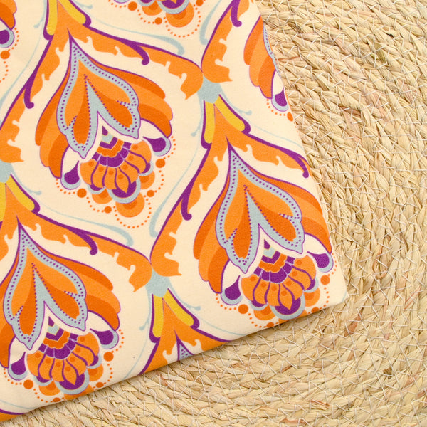 Sergé de coton et viscose indien fond orange brulée