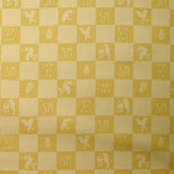Sergé de coton imprimé damier tropical jaune pâle et moutarde