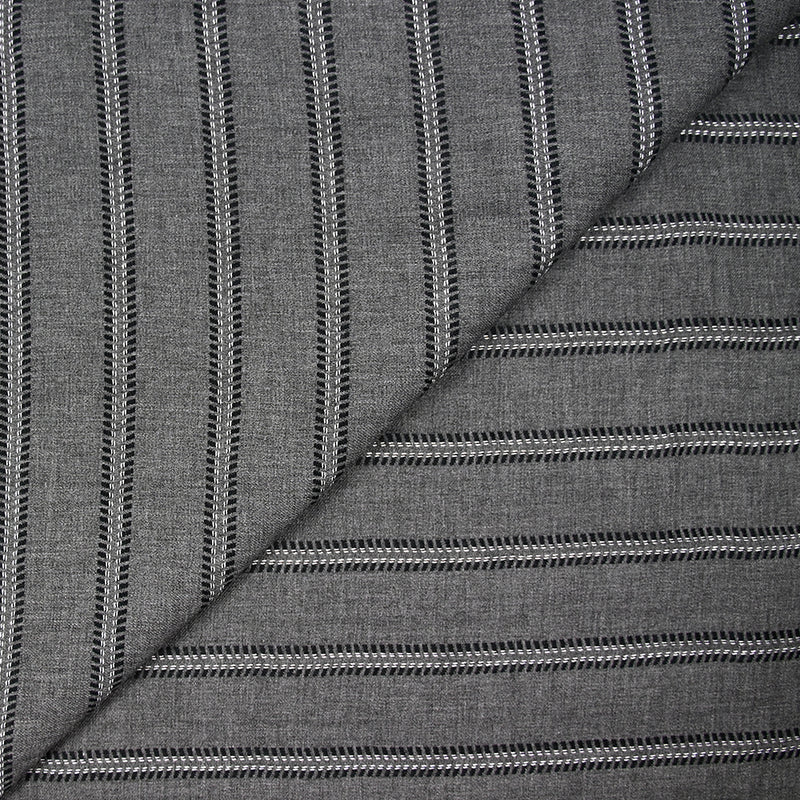 Sergé de viscose esprit chevron noir fond gris anthracite