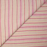 Simple gaze de coton tissée-teinte écrue rayure rose