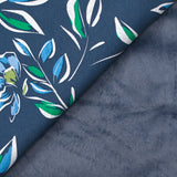 Sweat envers doudou fleurs bleu et vert fond marine