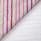 Sweat envers doudou rayé rouge, rose et violet fond gris chiné