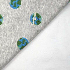 Sweat envers doudou terre verte fond gris chiné