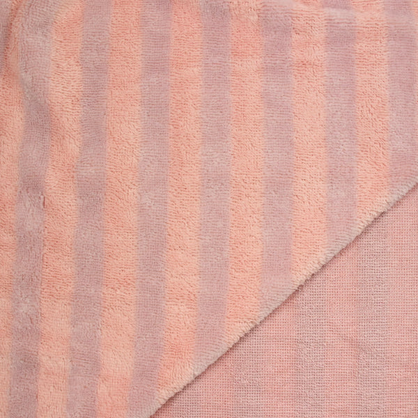 Tissu éponge bambou rayure rose et mauve vendu au mètre