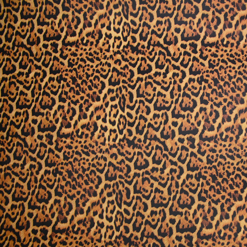 Tissu imperméable déperlant imprimé fourrure léopard fond jaune