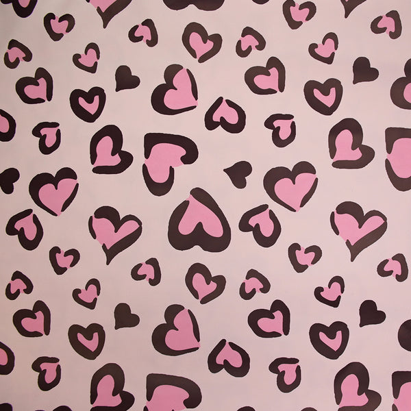 Tissu imperméable déperlant imprimé petit coeur rose