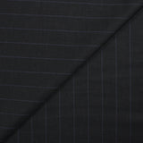 Tissu tailleur 100% laine Super 140's rayé bleu fond gris anthracite