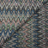 Tweed de coton et soie chevrons bleu pétrole et gris