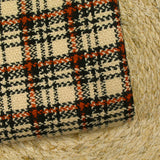 Tweed de laine tartan orange brûlé fond sable