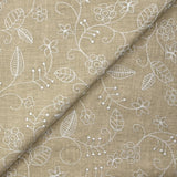 Twill de polyester brodé Solène fond beige