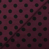 Twill de viscose imprimé à pois fond lie de vin
