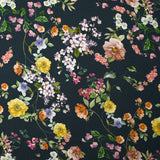 Twill de viscose imprimé botanique fond marine