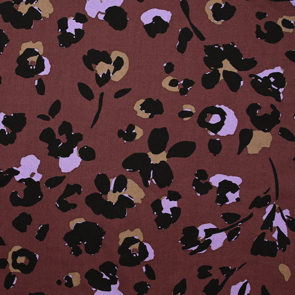 Twill de viscose imprimé graou sauvage fond violet foncé
