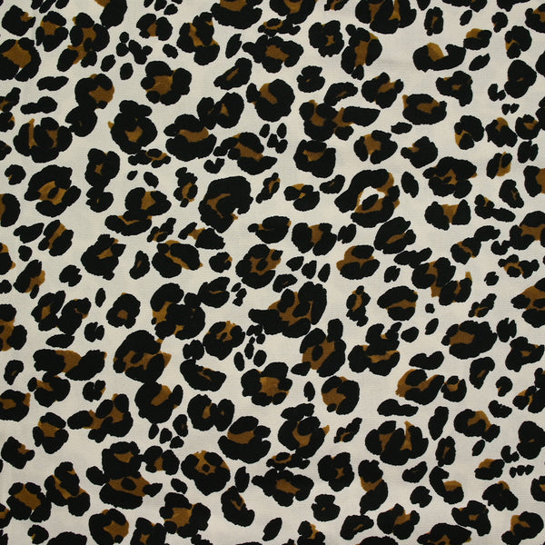 Twill de viscose imprimé léopard fond écru