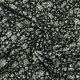 Viscose Twill Impreso Campeón de FleUrs ECRU Negro de fondo