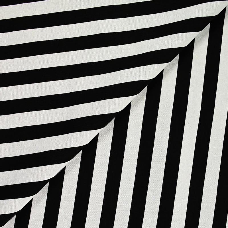 Twill de viscose rayé gris et noir