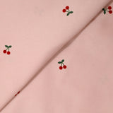 Velours de coton côtelé imprimé cerise fond rose