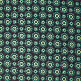 Velours de coton côtelé imprimé rosaces turquoise fond marron