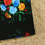 Velours de coton ras bouquet de fleurs fond noir