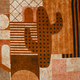 Velours de coton ras imprimé cactus camel et orange