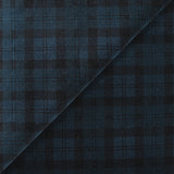 Velours de coton ras imprimé tartan bleu marine