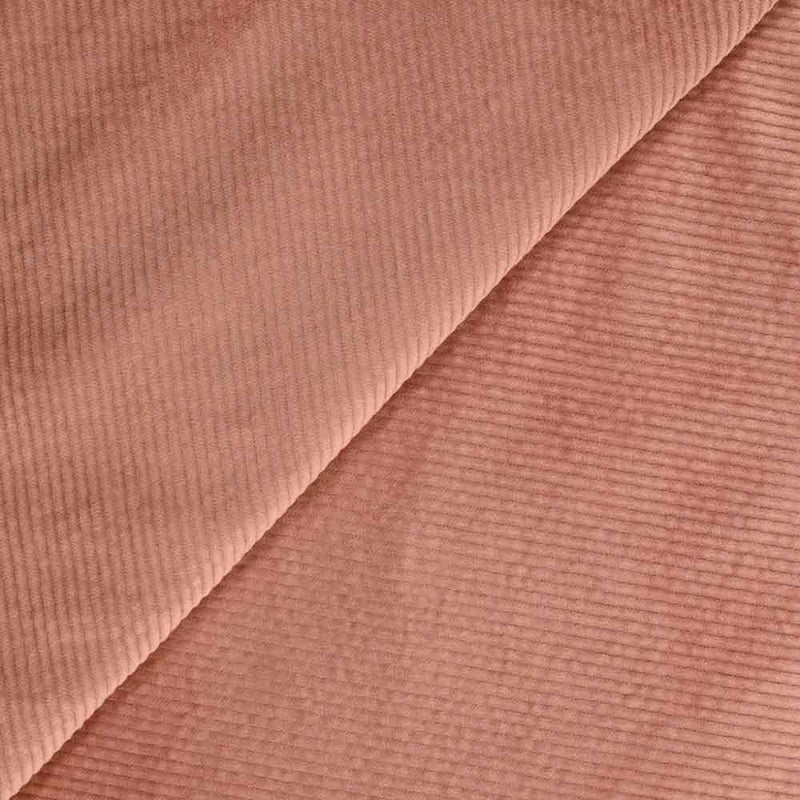 Velours de polyester côtelé 2 mm rose des bois