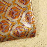 Velours de polyester Lurex imprimé tapisserie orange fond jaune beurre