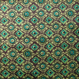 Velours ras imprimé abstrait gris et turquoise fond vert clair