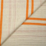 Viscose et coton rayé en relief orange fond écru naturel