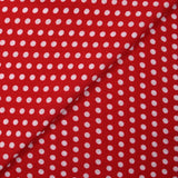 Viscose imprimée à pois 8mm blanc fond rouge