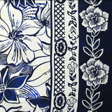 Viscose imprimée amour des fleurs bleu fond blanc cassé