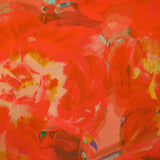 Viscose imprimée artistique fond rouge corail