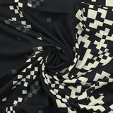 Printed viscose pixel strips black background