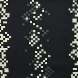 Printed viscose pixel strips black background