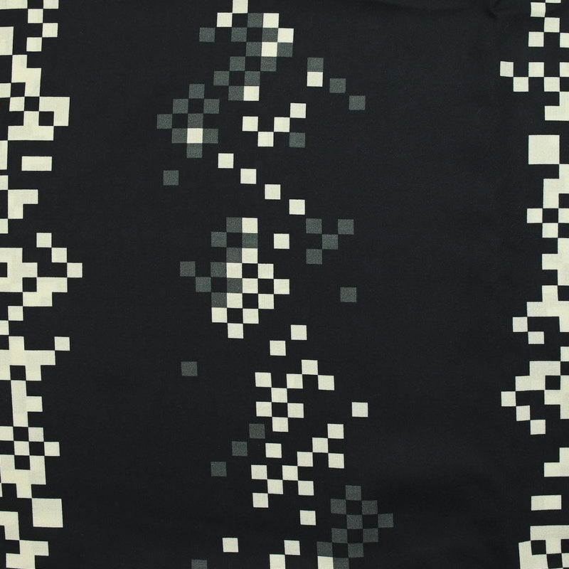 Printed viscose pixel strips black background