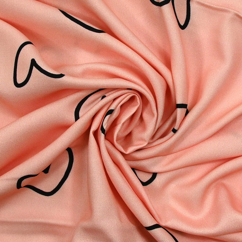 Viscose imprimée cœurs fond blush rosé