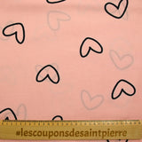 Printed viscose hearts rosé blush background