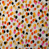 Viscose imprimée confettis rose, corail et mordoré fond blanc