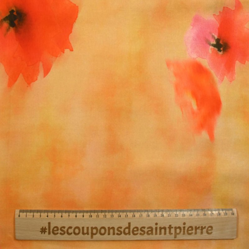 Viscose imprimée coquelicot en aquarelle