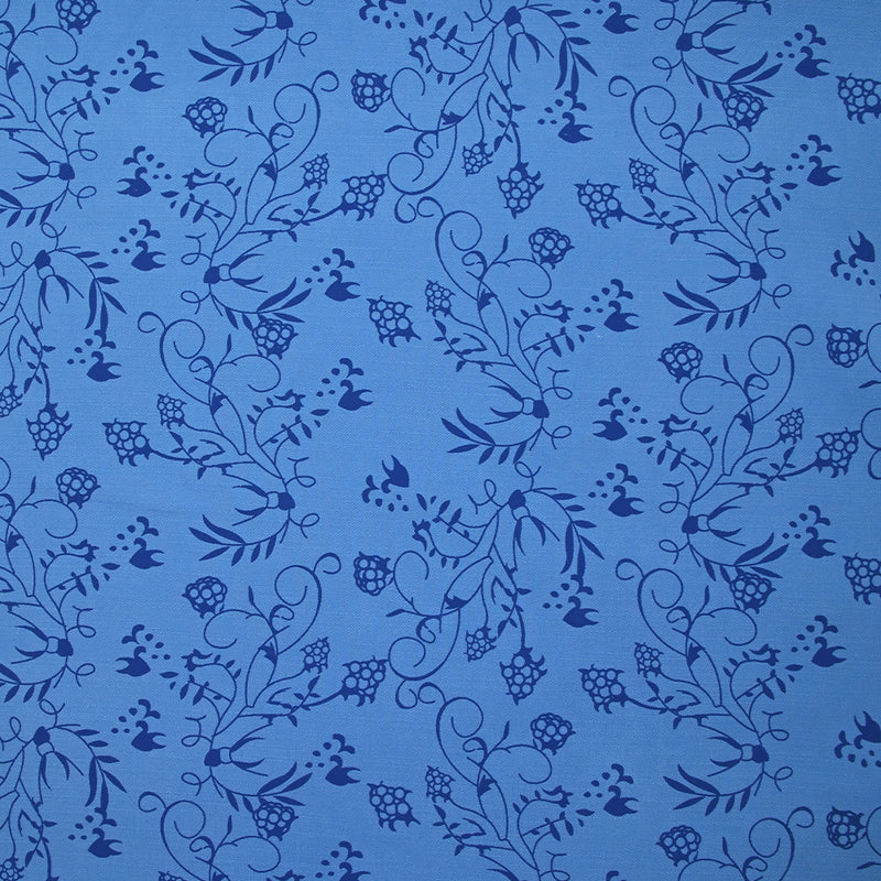 Viscose imprimée doupionnée Carolina fond bleu azur