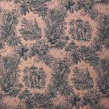 Viscose imprimée éléphant et forêt fond rose poudré