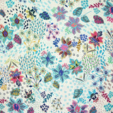 Viscose imprimée explosion florale turquoise fond blanc