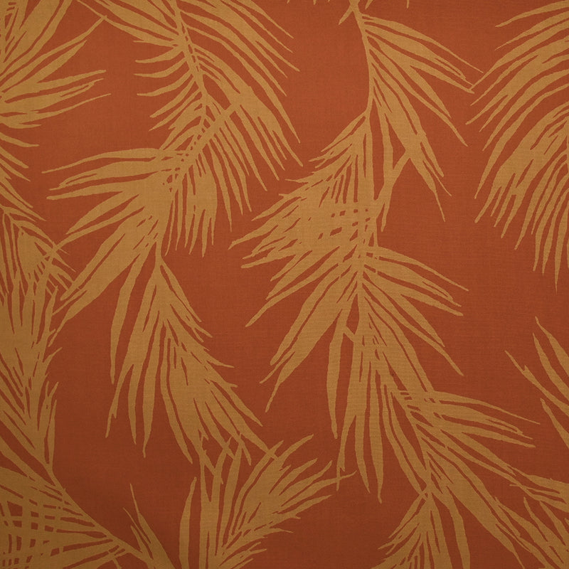 Viscose imprimée feuilles de palmier fond orange brûlé