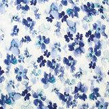 Viscose imprimée fleur bleue aquarelle fond blanc