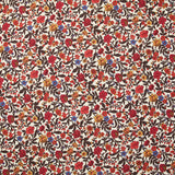 Viscose imprimée fleur rouge jaune et bleu fond beige