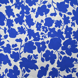 Viscose imprimée fleurs bicolore bleu roi fond blanc
