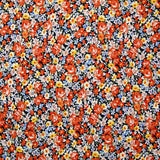 Viscose imprimée fleurs caramel fond marine